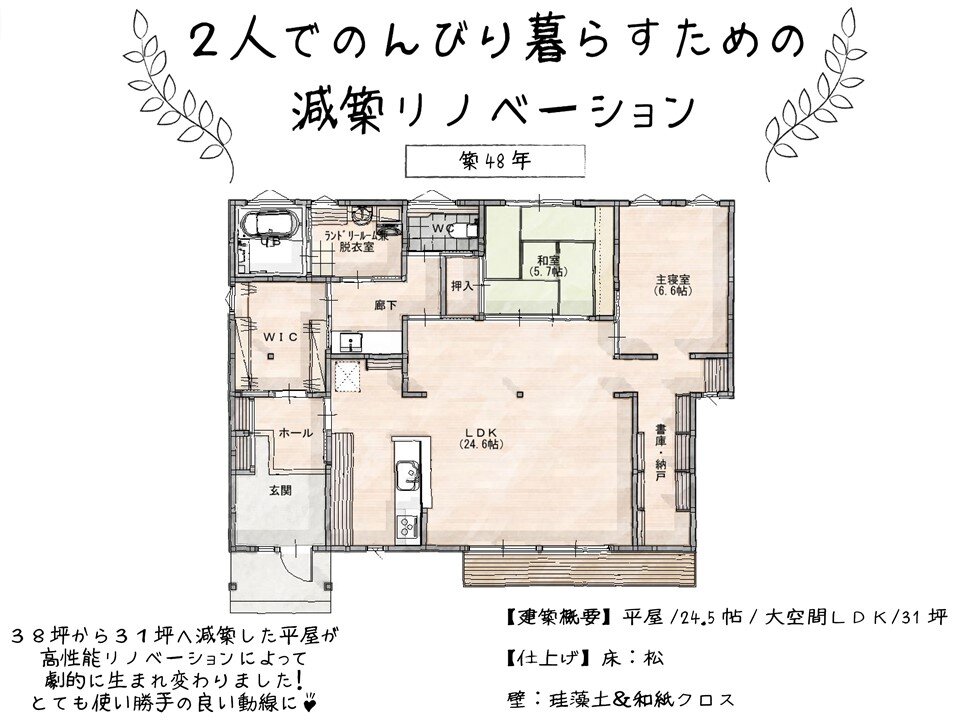 【ルームツアー】築48年の平屋がとんでもないお家に！2人でのんびり暮らすための減築リノベーションで使い勝手の良い動線に！#Shorts