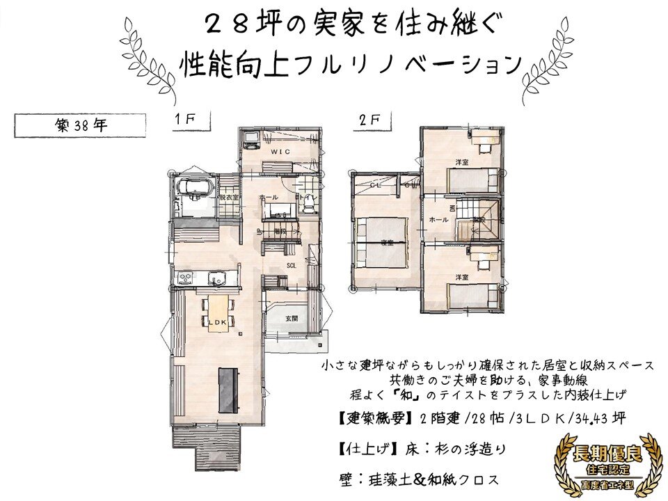 【ルームツアー】築38年28坪の実家を性能向上フルリノベーション♪コンパクトなお家ながらもしっかり確保された収納スペースが魅力！#Shorts